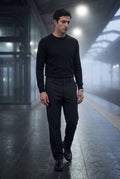 Black Classic Straight Leg Chino Trousers with Tailored Detailing - Photo 10