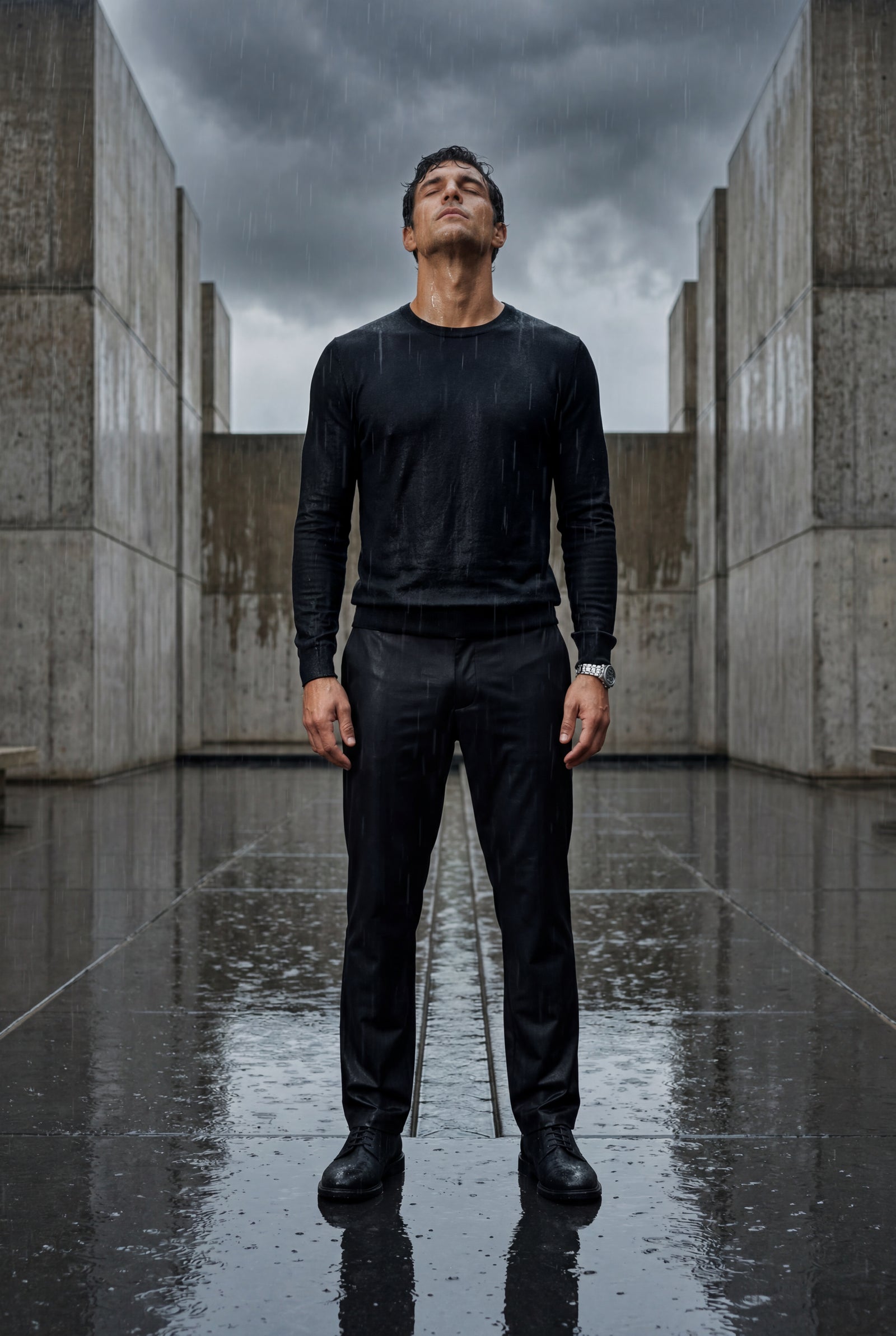 Black Classic Straight Leg Chino Trousers with Tailored Detailing - Photo 13