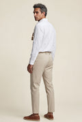 Beige Classic Straight Leg Chino Trousers with Tailored Detailing - Photo 5