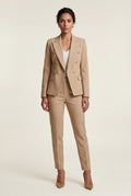 Beige Double-breasted Fitted Jacket and Slim Trouser Suit Set - Photo 35