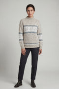 Beige Fair Isle Snowflake Relaxed Holiday Sweater - Photo 5