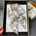 Beige Floral Print Square Scarf with Contrast Border - Scarves - Photo 5