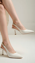 Glossy Slingback Pointed Toe Mid-heel Pumps - Slingback heels - Photo 8