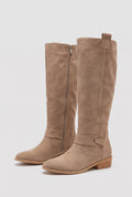 Knee-High Suede Boots in Beige — Stilenza main image