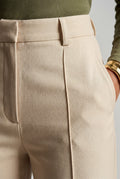 Beige Light Beige High-waisted Straight-leg Tailored Trousers - Palazzo pants - Photo 3