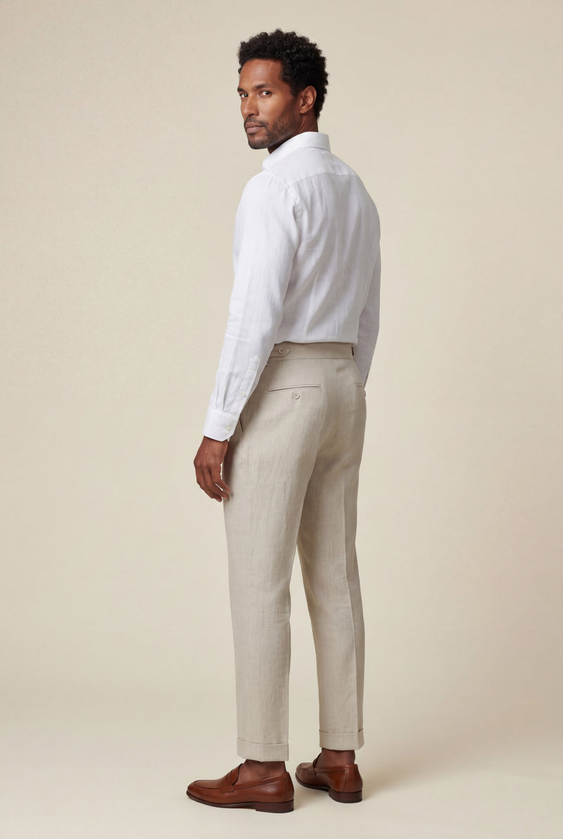 Beige Light Beige Pleated High-waist Tapered Trousers - Pleated trousers - Photo 3