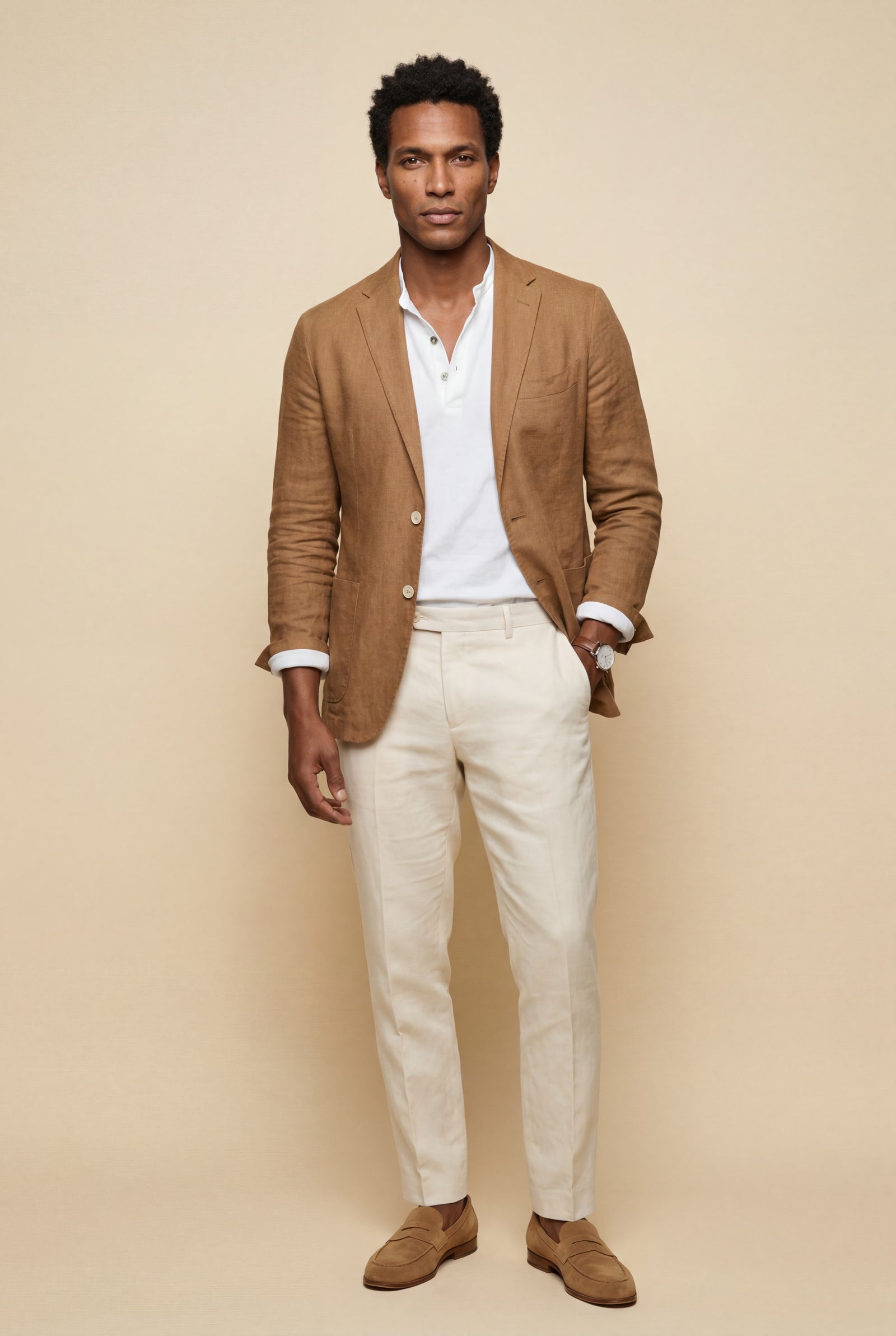 Camel Lightweight Tailored Single-breasted Blazer - Tailored blazers - Photo 3