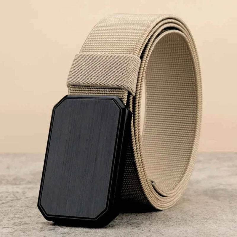 Beige Magnetic Buckle Adjustable Web Belt Minimalist Design - Belts - Photo 3