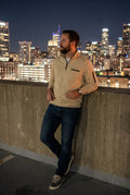 Men's Sweater Long Sleeve Waffle in Beige — city rooftop ugc