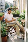 Men's Trousers Elastic Waist Relaxed Fit in Beige — secondary lifestyle
