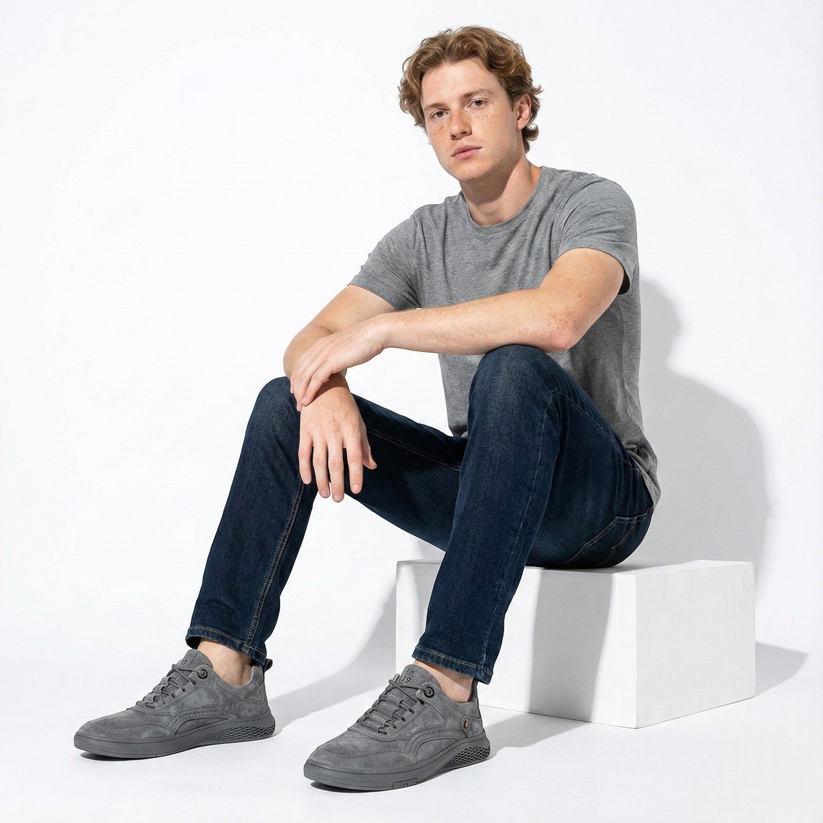 Men's Minimalist Slip-On Lace-Up Sneakers with Cushioned Sole - Slip on sneakers - Photo 9