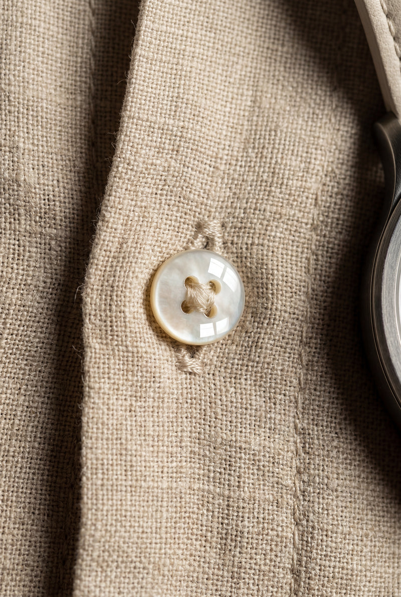 Beige Natural Beige Relaxed Fit Shirt and Trouser Set - Linen set - Photo 3