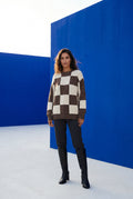 Brown Oversized Checkered Crewneck Chunky Sweater - Oversized sweater - Photo 17