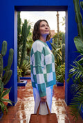 Green Oversized Checkered Crewneck Chunky Sweater - Oversized sweater - Photo 23
