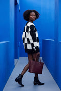 Black Oversized Checkered Crewneck Chunky Sweater - Oversized sweater - Photo 24