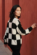 Black Oversized Checkered Crewneck Chunky Sweater - Oversized sweater - Photo 25