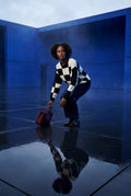 Black Oversized Checkered Crewneck Chunky Sweater - Oversized sweater - Photo 28