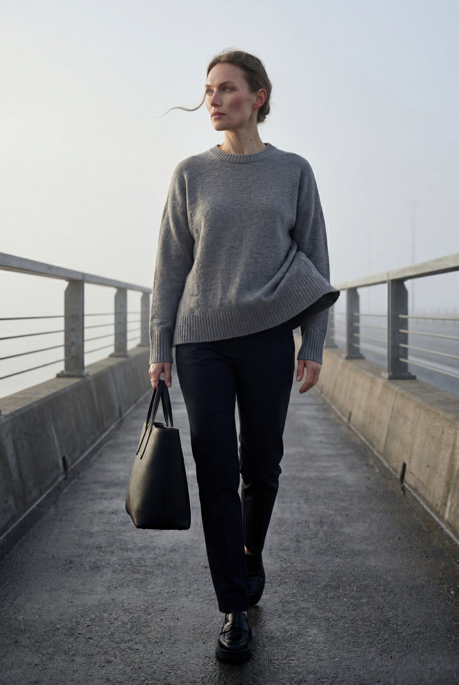 Gray Oversized Ribbed Crewneck Sweater - Oversized sweater - Photo 12