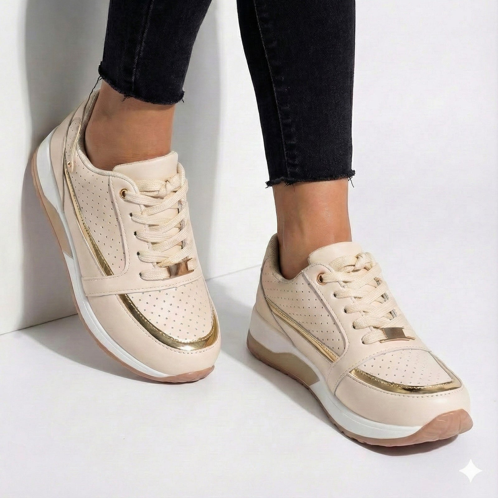 Perforated Metallic Trim Low-top Walking Sneakers - Photo 9