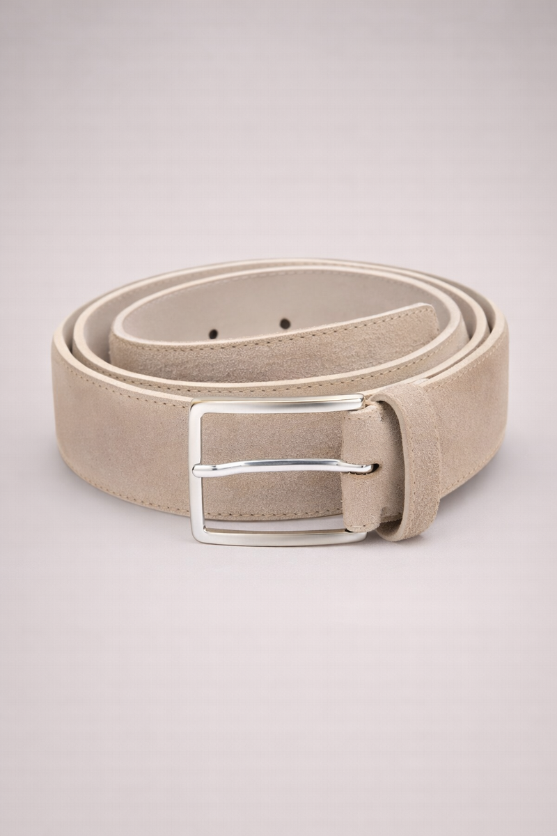 Beige Rectangular Buckle Classic Belt - Belts - Photo 3