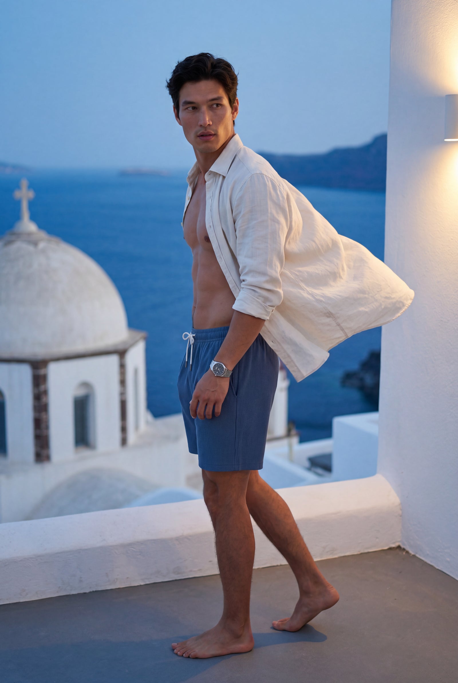 Blue Relaxed Fit Drawstring Waist Shorts with Side Pockets - Relaxed fit shorts - Photo 8