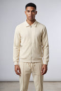 Beige Ribbed Bomber Jacket and Jogger Athleisure Set - Casual sets - Photo 2