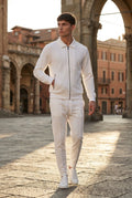 White Ribbed Bomber Jacket and Jogger Athleisure Set - Casual sets - Photo 5