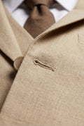 Beige Slim-fit Three-piece Wedding Suit with Notch Lapel Blazer - Photo 3