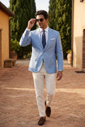 Blue Slim Tailored Two-button Blazer with Notched Lapel - Slim fit blazer - Photo 5
