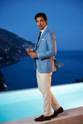 Blue Slim Tailored Two-button Blazer with Notched Lapel - Slim fit blazer - Photo 8