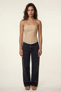 Beige Structured Strapless Boned Corset Top - Strapless tops - Photo 10