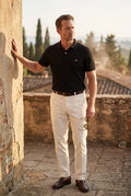 Black Tailored Ribbed Short Sleeve Polo Shirt - Polo shirts - Photo 11
