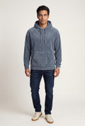 Blue Texture Hooded Pullover Jacket with Kangaroo Pocket - Hooded jackets - Photo 2