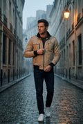 Beige Utility Zip Pocket Bomber Jacket with Epaulettes - Photo 12