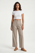 Beige Wide Leg Office Trousers - Wide leg trousers - Photo 4