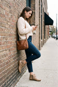 Women's Ankle Boots Vintage Style in Beige — lifestyle shot