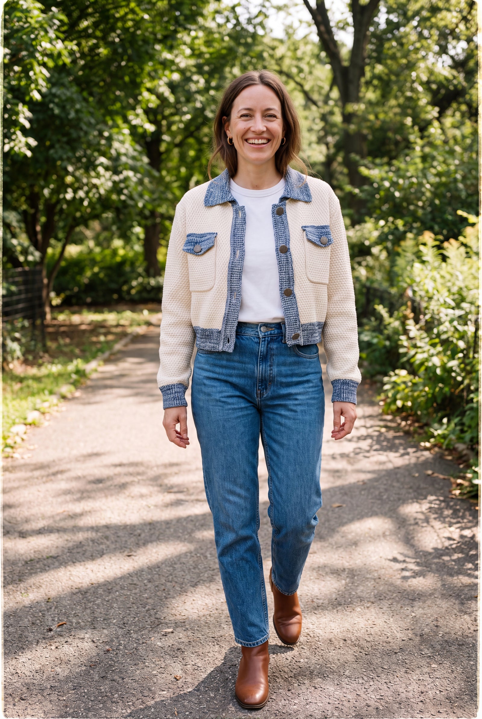 Women's Cardigan Short Length in Beige — secondary ugc