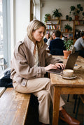 Women's Cropped Coat Stand Collar in Beige — office lifestyle