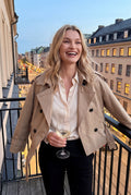 Women's Cropped Trench Coat Belted in Beige — ugc candid