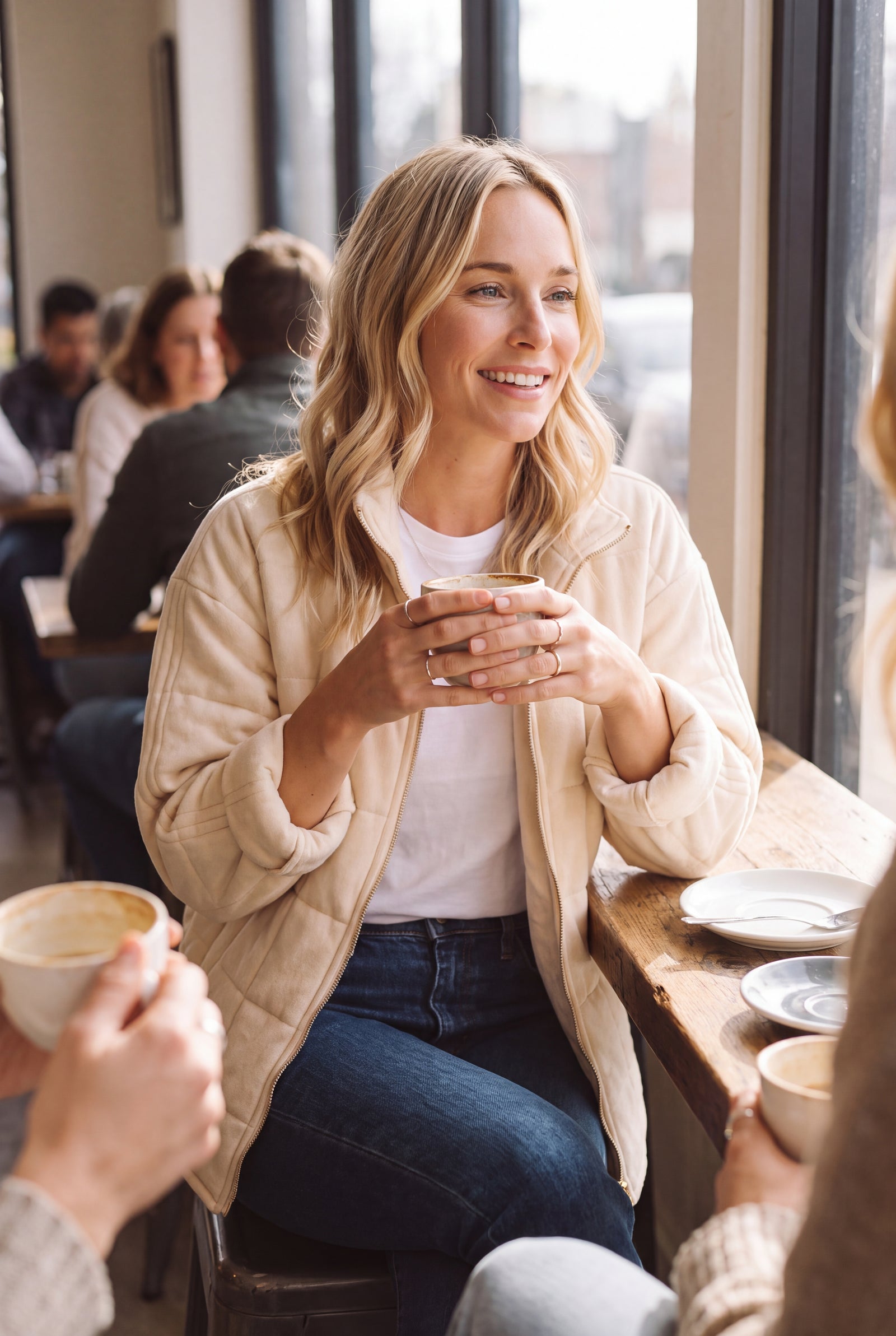 Women's Jacket Relaxed Fit in Beige — secondary lifestyle