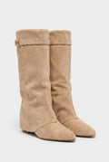 Women's Over-the-Knee Boots Draped in Beige — primary product