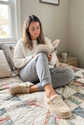 Women's Slippers Teddy Plush in Beige — cozy lifestyle