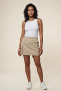 Beige Women's Cargo Pocket A-Line Mini Skirt with Flap Details - Cargo mini skirt - Photo 1