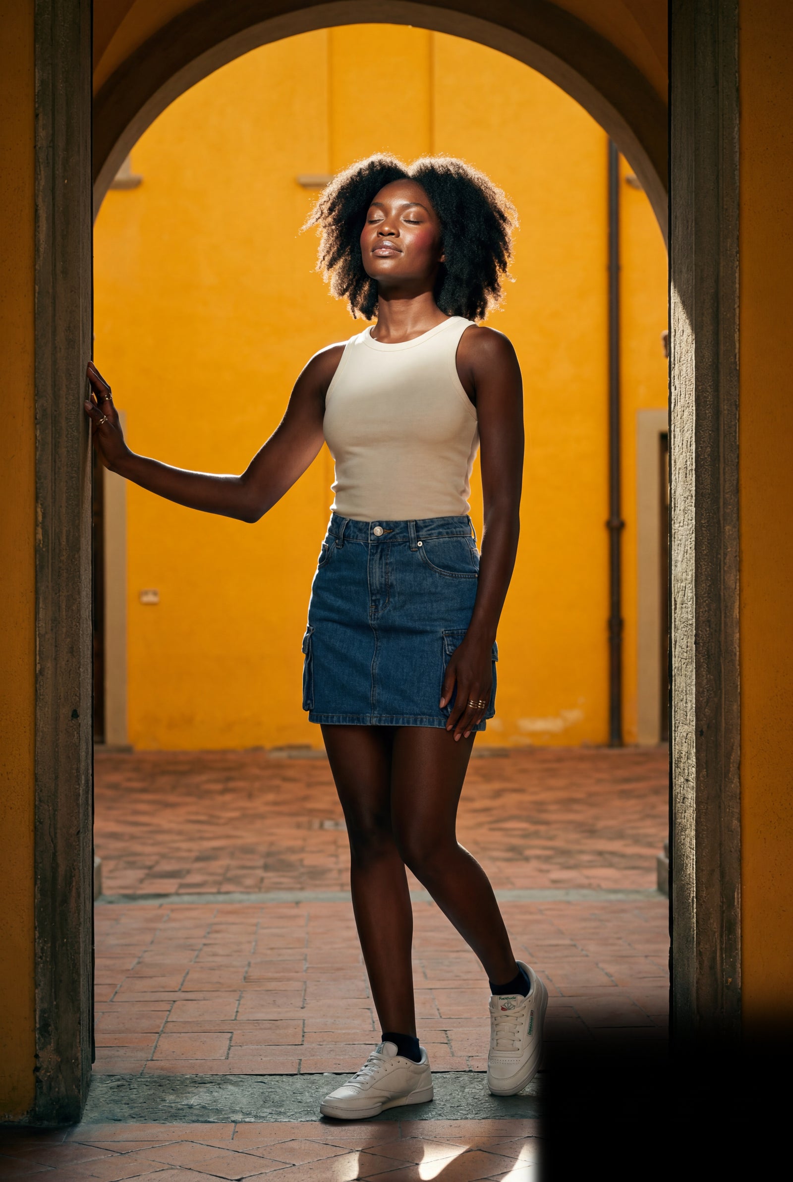 Blue Women's Cargo Pocket A-Line Mini Skirt with Flap Details - Cargo mini skirt - Photo 16