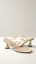 Beige Women's Minimalist Strappy Block Heel Sandals - Photo 5
