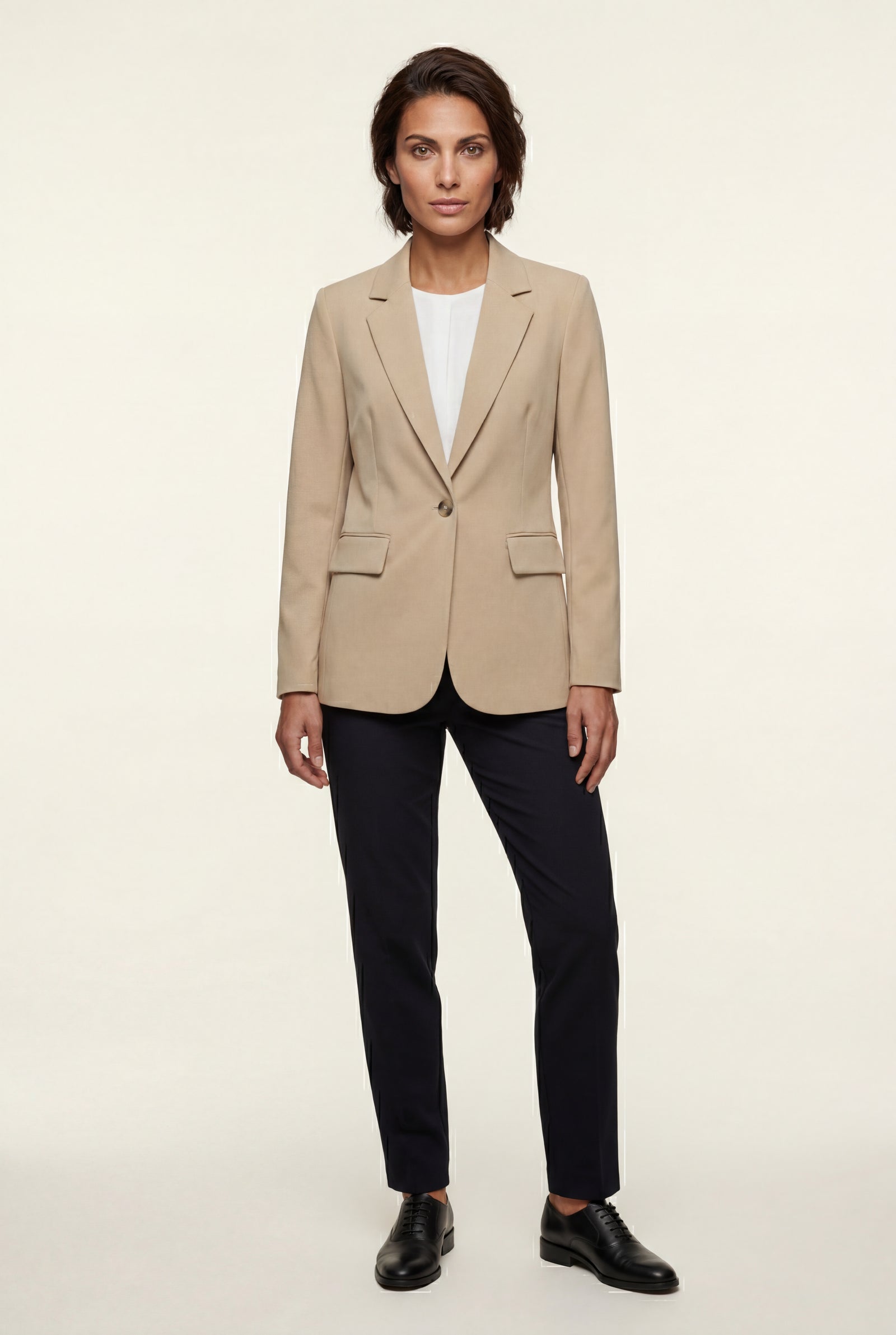 Beige Women's Slim Fit Single-Breasted Tailored Blazer - Slim fit blazer - Photo 12