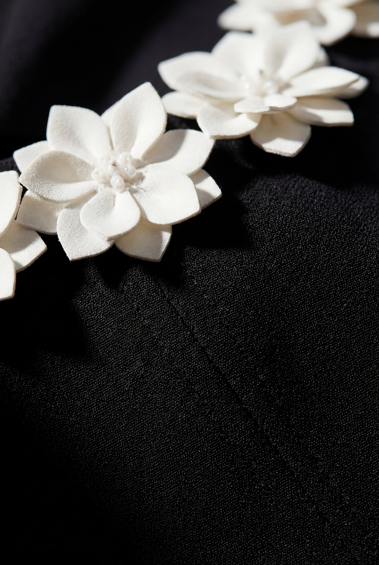 Black 3d Floral Applique A-line Mini Dress with Scoop Neckline - Photo 6