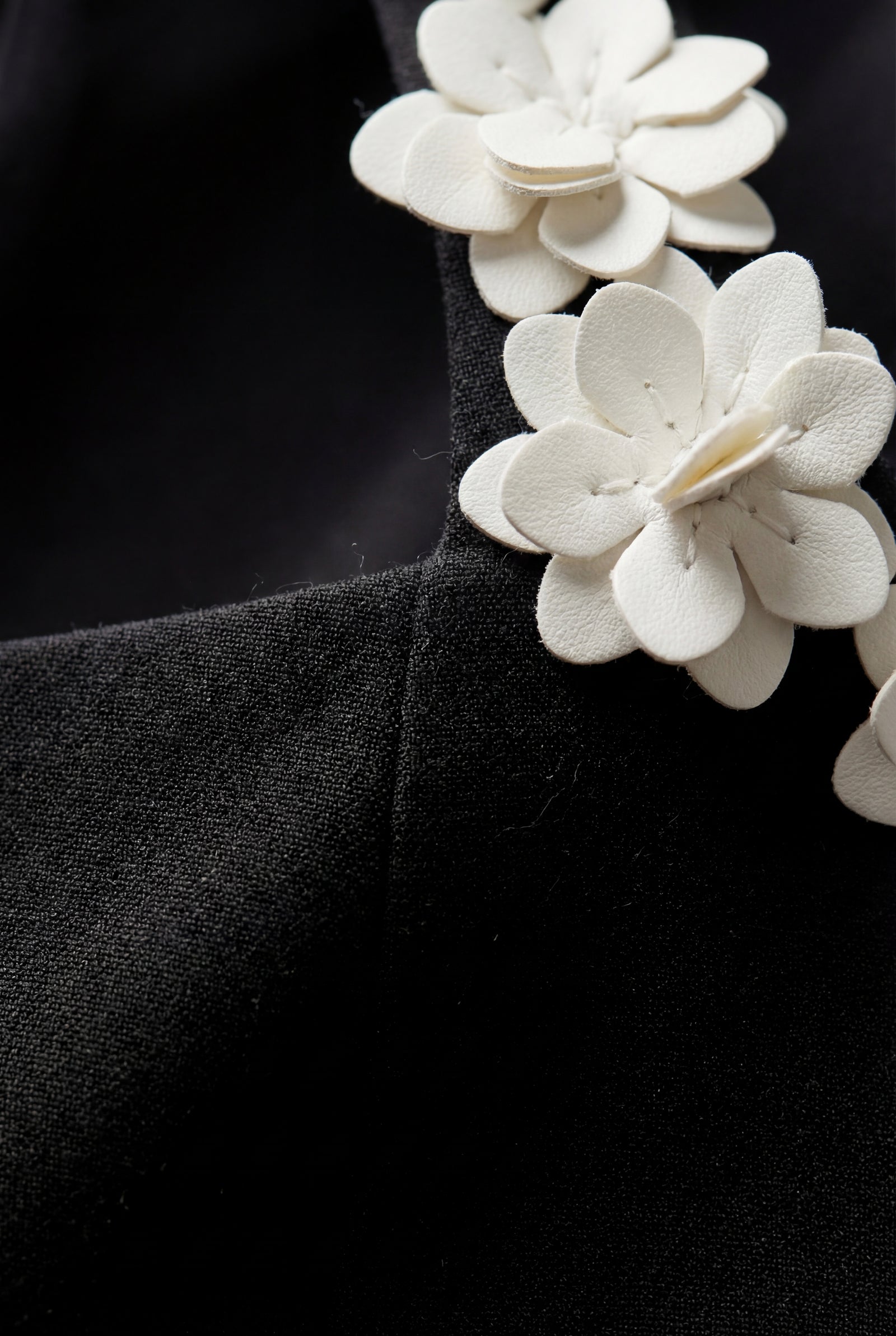 Black 3d Floral Applique A-line Mini Dress with Scoop Neckline - Photo 7