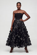 Black 3d Polka Dot Applique A-line Midi Skirt - Tulle skirt - Photo 2
