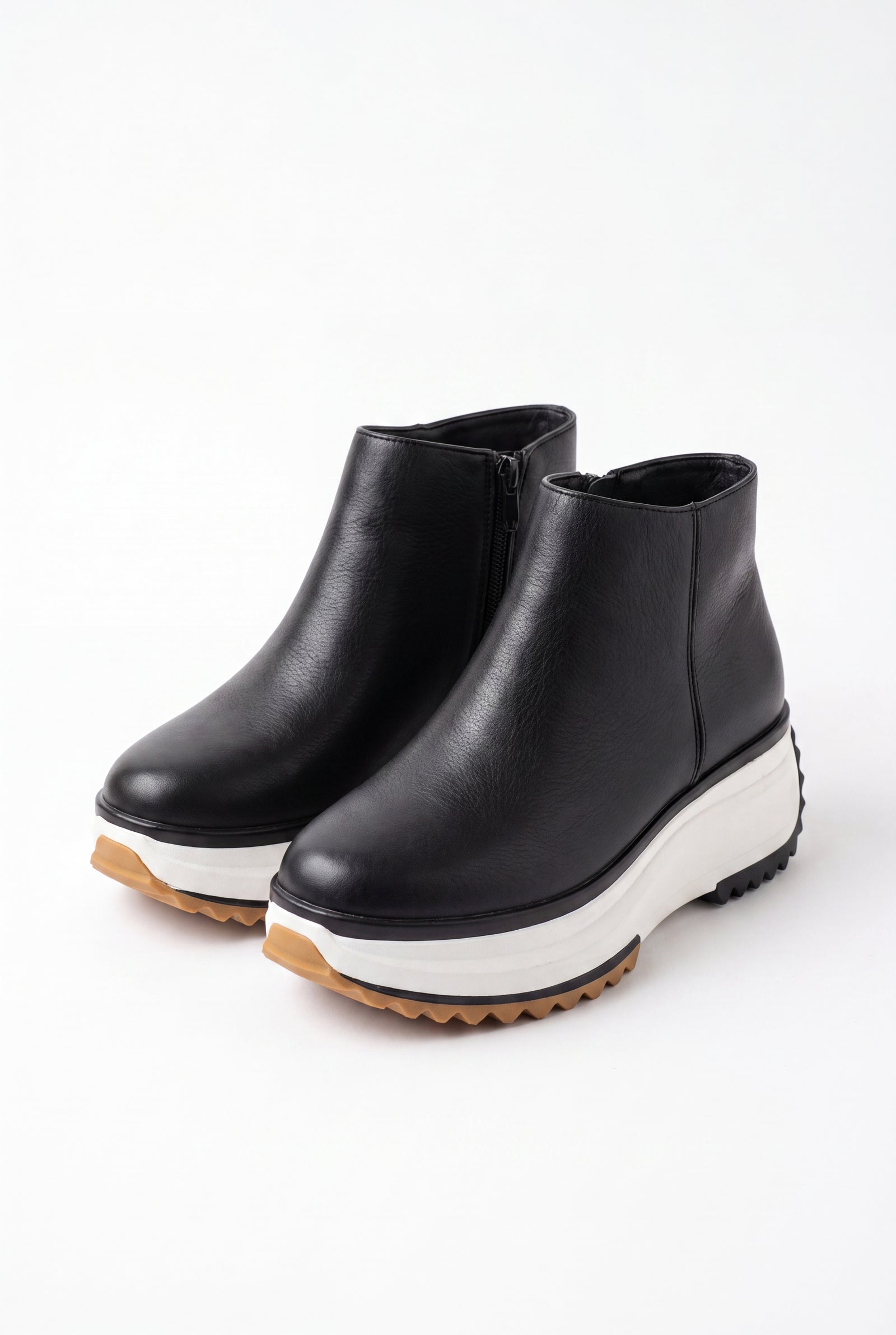 Women’s Platform Ankle Boots with Side Zip in Black — primary packshot
